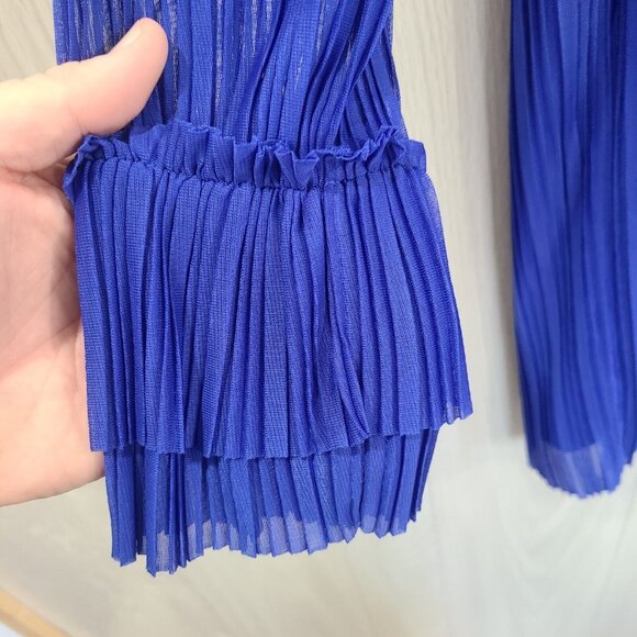 London Times Royal Blue A-Line Fluted Sleeves Dress Size 8 - Picture 2 of 8